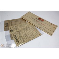 LOT OF 3-1940'S ORIGINAL COCA COLA CARBON RECEIPTS