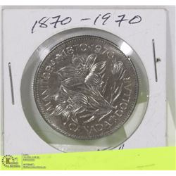 MANITOBA 1870 - 1970 CANADIAN CENTENNIAL $1 COIN