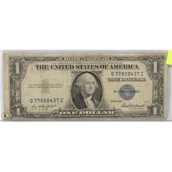 1935F BLUE SEAL $1 DOLLAR AMERICAN BILL WITH