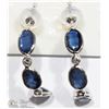 Image 1 : 14K WHITE GOLD SAPPHIRE & DIAMOND  EARRINGS