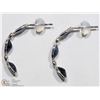 Image 2 : 14K WHITE GOLD SAPPHIRE & DIAMOND  EARRINGS