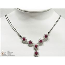 STERLING SILVER RUBY HALO NECKLACE