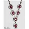 Image 2 : STERLING SILVER RUBY HALO NECKLACE