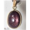 Image 2 : 14K YELLOW GOLD CAT'S EYE RUBY BEZEL NECKLACE