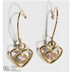 10K YELLOW GOLD PINK CUBIC ZIRCONIA EARRINGS