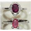 Image 1 : TWO STERLING SILVER JULY BIRTHSTONE RUBY RINGS