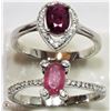 Image 2 : TWO STERLING SILVER JULY BIRTHSTONE RUBY RINGS