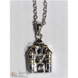 ST. SILVER DIAMOND EARRINGS & PENDANT NECKLACE