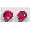 Image 1 : 10K WHITE GOLD JULY BIRTHSTONE RUBY STUD EARRINGS