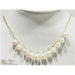 10K YELLOW GOLD FRESHWATER PEARL NECKLACE