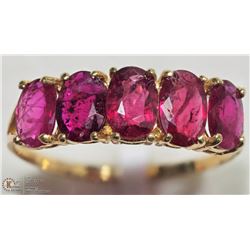 14K YELLOW GOLD 5 RUBY RING