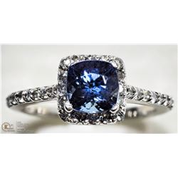 14K WHITE GOLD TANZANITE AND DIAMOND RING