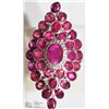 Image 1 : STERLING SILVER RUBY FLORAL CLUSTER COCKTAIL RING