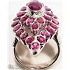 Image 2 : STERLING SILVER RUBY FLORAL CLUSTER COCKTAIL RING