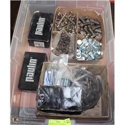 TOTE WITH MISC. HARDWARE INCL BOLTS, LAG BOLTS AND