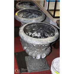 3 LARGE STONE PLANTERS 25"X21"