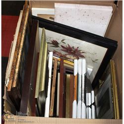 LARGE BOX OF ASSORTED PICTURES AND FRAMES