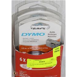 6 RE-FILLS OF DYMO METALLIC LABELS