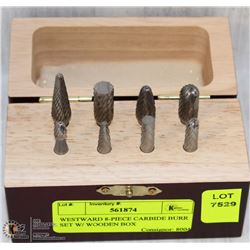 WESTWARD 8-PIECE CARBIDE BURR SET W/ WOODEN BOX