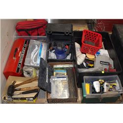 PALLET OF MISC. GOODS + ASSORTED TOOLS + BITS