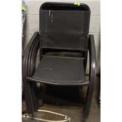 7 BROWN-MESH PATIO CHAIRS