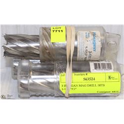 3 HOUGAN MAG DRILL BITS 1-1/16"X3"
