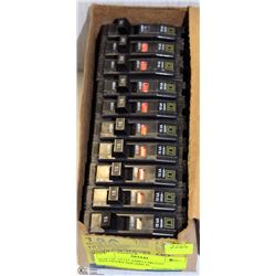 BOX OF 10 (15 AMP) CIRCUIT BREAKERS SQUARE D