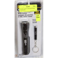 LOT OF 2 LED FLASHLIGHT WITH LASER SETS