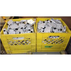 2 MILK CRATES OF SINLGE-POLE 15 AMP CCT. BREAKERS