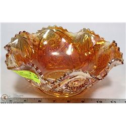 CARNIVAL GLASS "HOBSTAR" RUFFLED MARIGOLD FRUIT