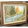 Image 1 : RIVER FOREST PAINTING BY M. KENDRICK FRAMED MATTED