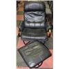 Image 1 : BLACK LEATHER & METAL SWIVEL/RECLINER