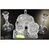 Image 1 : LOT OF PINWHEEL CRYSTAL INCL CANDLE HOLDERS,