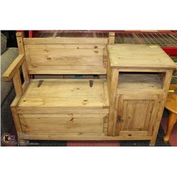 SOLID WOOD HALL BENCH WITH DOOR CABINET