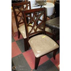 PAIR OF WOOD AND FABRIC SIDECHAIRS