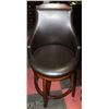 Image 1 : WOOD AND LEATHERETTE SWIVEL ARM STOOL