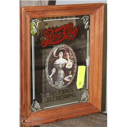 PEPSI COLA WOOD FRAMED MIRROR PICTURE