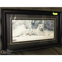 36" X22" SIBERIAN TIGER FRAMED PRINT