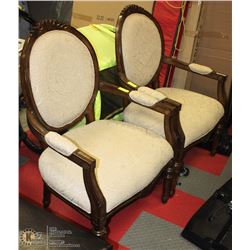 PAIR OF WOOD AND FABRIC PARLOUR CHAIRS