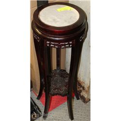TEAK  PLANT TABLE WITH MARBLE TOP