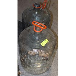 PAIR OF GLASS WINE MAKING JUGS