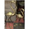 Image 1 : 2 BRASS FLAMINGOS 39" & 31" TALL