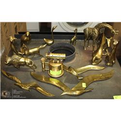 ESTATE BRASS ANIMAL ORNAMENT COLLECTION WITH