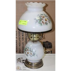 FLORAL MILK GLASS TABLE LAMP