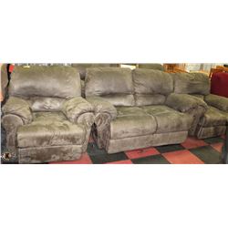 GREEN MICROFIBRE SOFA WITH LOVE SEAT AND 2 CHAIRS