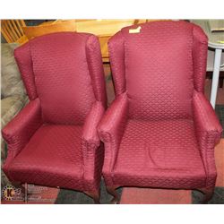 2 BURGUNDY OCCASSONAL ARM CHAIRS