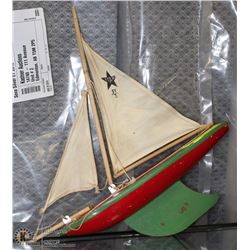 ANTIQUE WOOD & METAL 'RACING STAR' YACHT BY