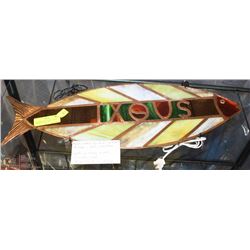 HANDCRAFTED STAINED GLASS AND METAL ART FISH -