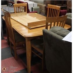 MAPLE TABLE AND 4 MATCHING CHAIRS WITH LEAF