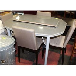 GREY TABLE WITH 4 CHAIRS AND LEAF